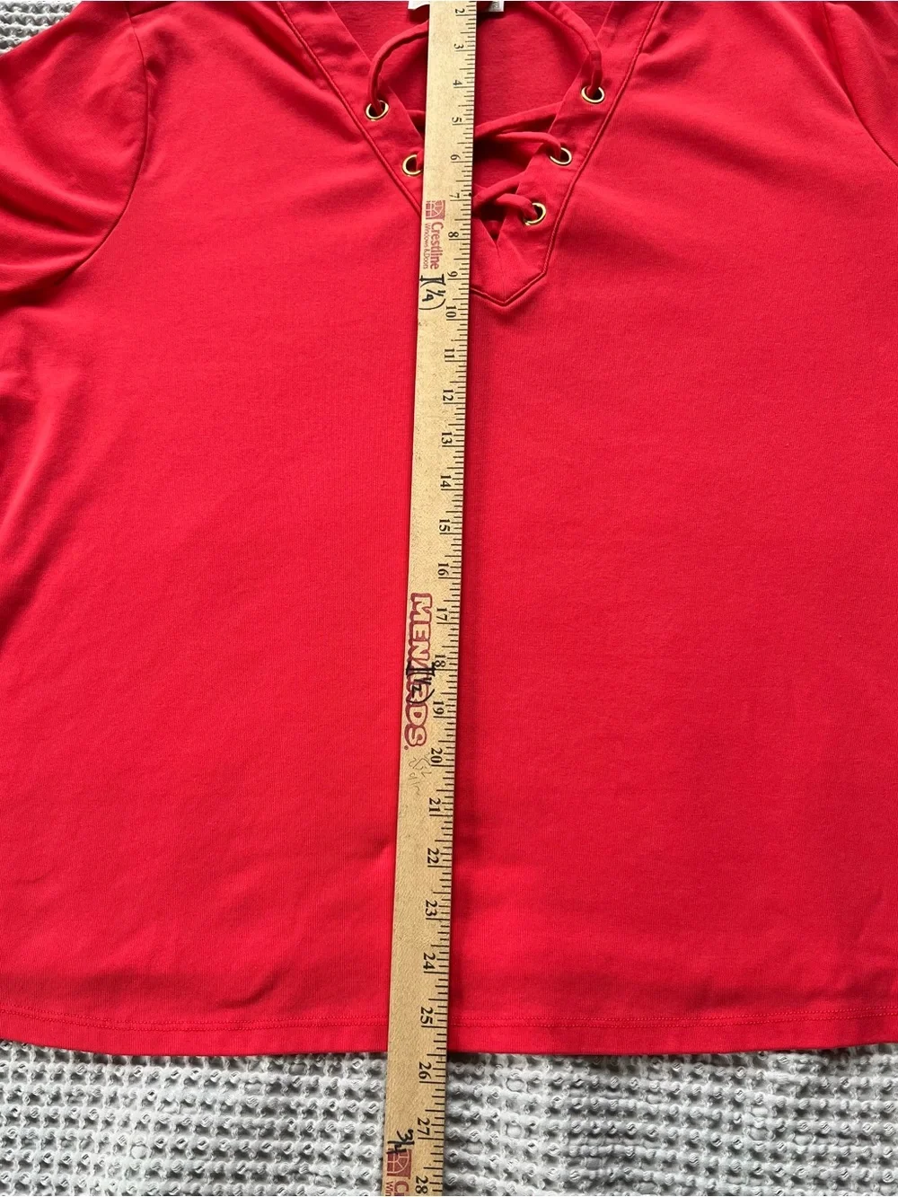 Michael Kors Coral Lace-Up V-Neck Short Sleeve Top